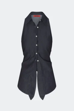 Lochloch sleeveless chambray button up