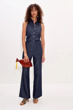 Lochloch sleeveless chambray button up