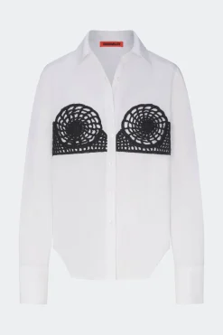Marenmaren poplin crochet button up