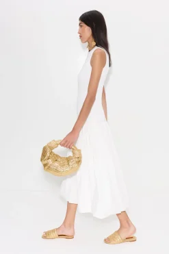 Metallicmetallic raffia lopsy bag