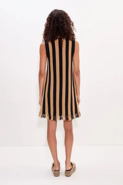 Mojimoji stripe tassel mini dress