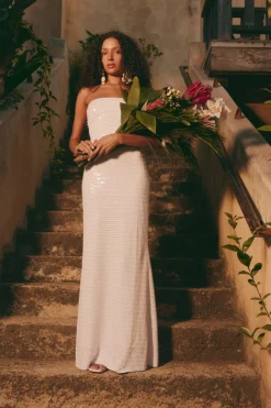 Sculptysculpty strapless piano sequin dress