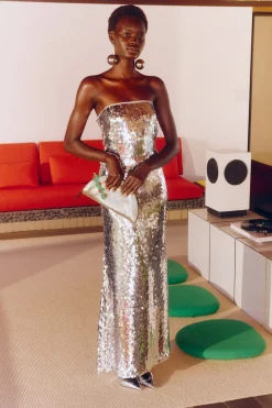 Sculptysculpty strapless sequin dress